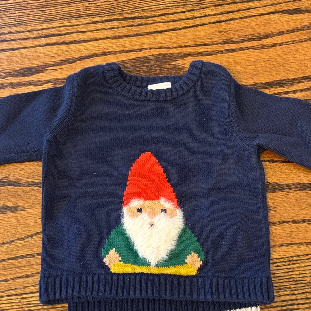 Hanna Andersson Gnome Sweater and Striped Pants Set - Picture 3 of 4